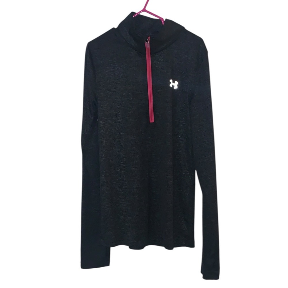 Under Armour Heat Gear Loose Fit Gray Long Sleeve Athletic Shirt 1/4 Zip